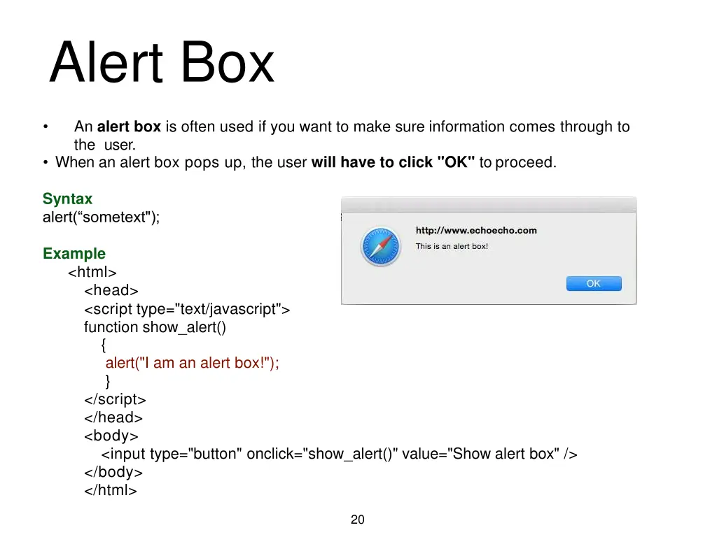 alert box