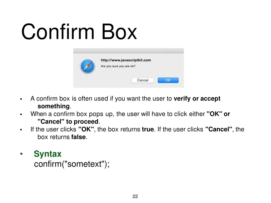 confirm box