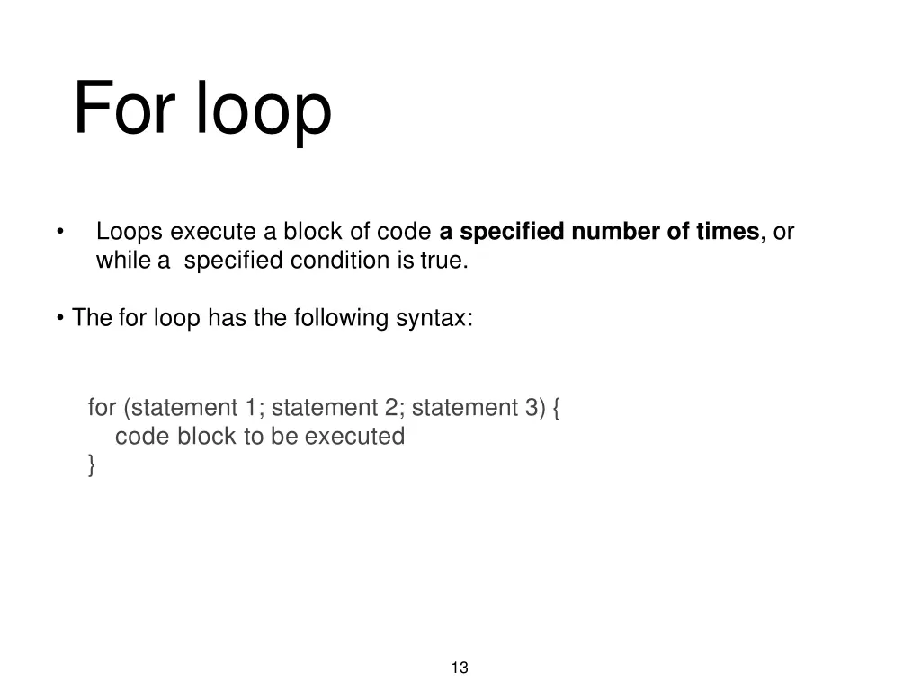 for loop