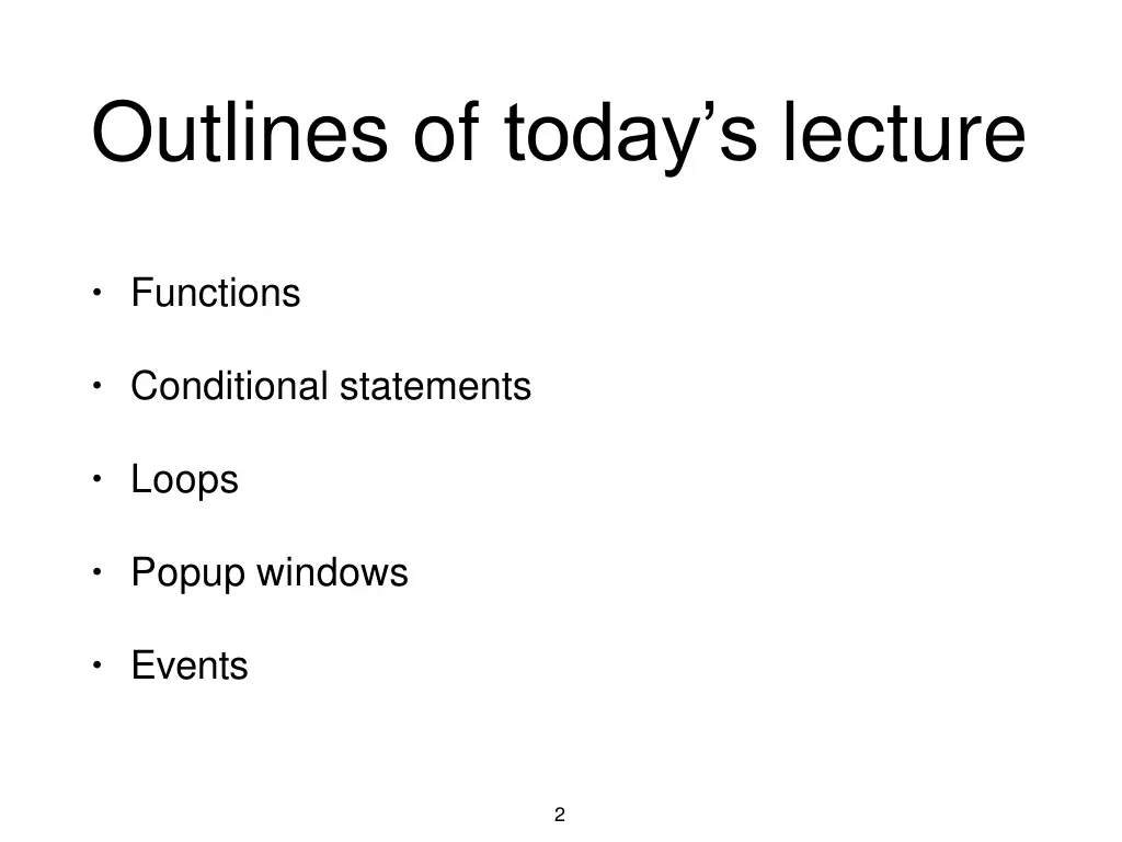 outlines of today s lecture