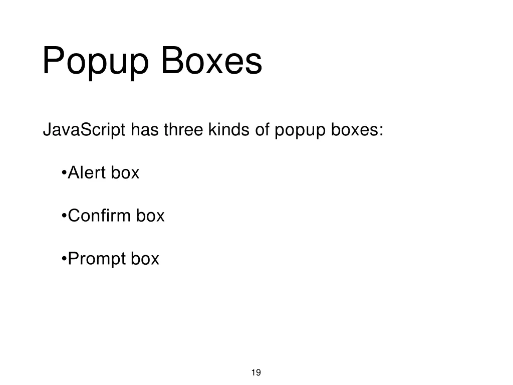 popup boxes