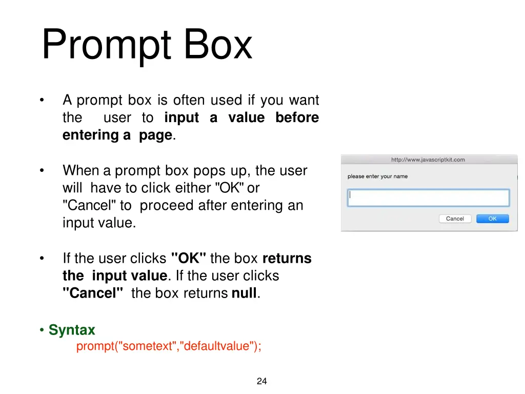 prompt box