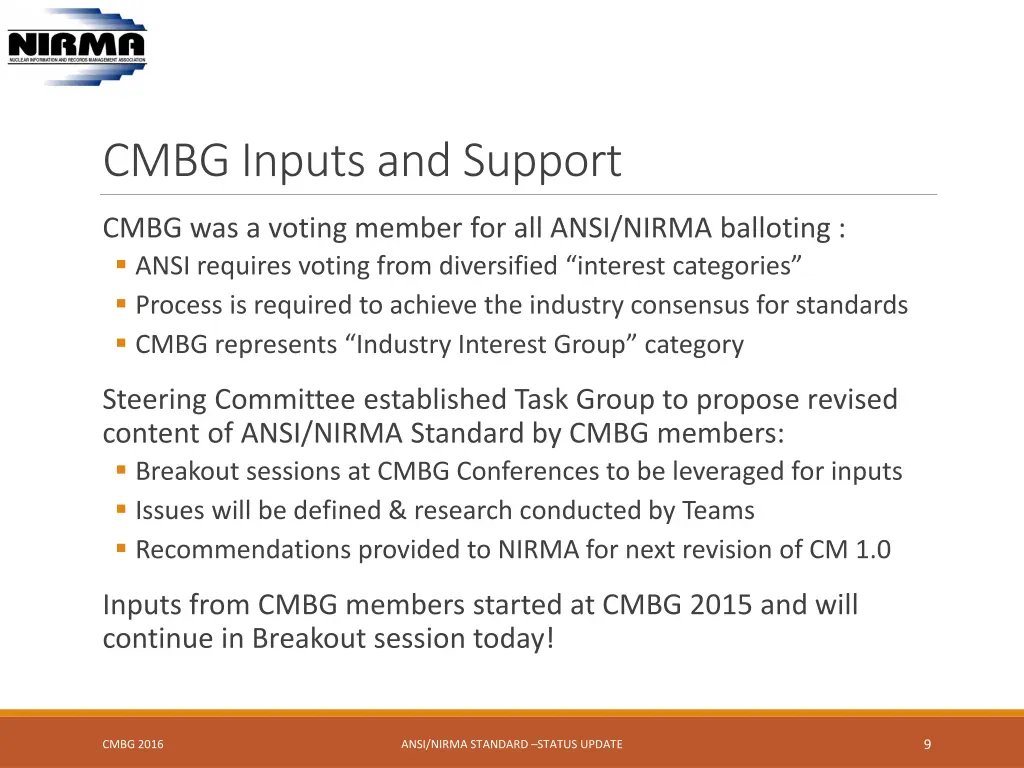 cmbg inputs and support
