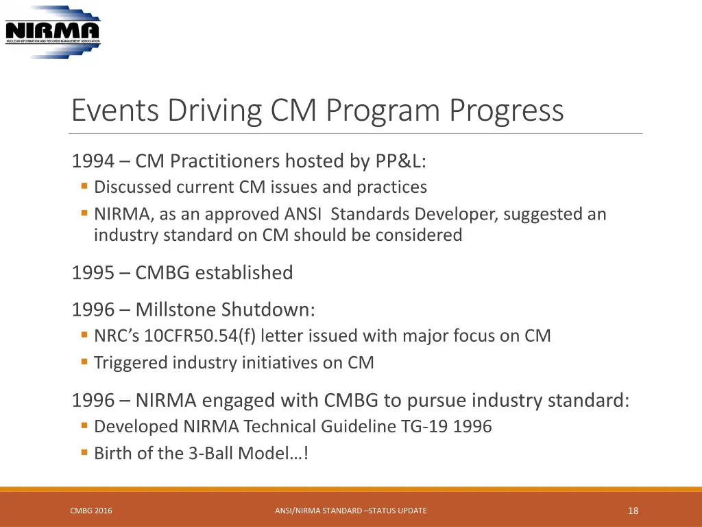 events driving cm program progress