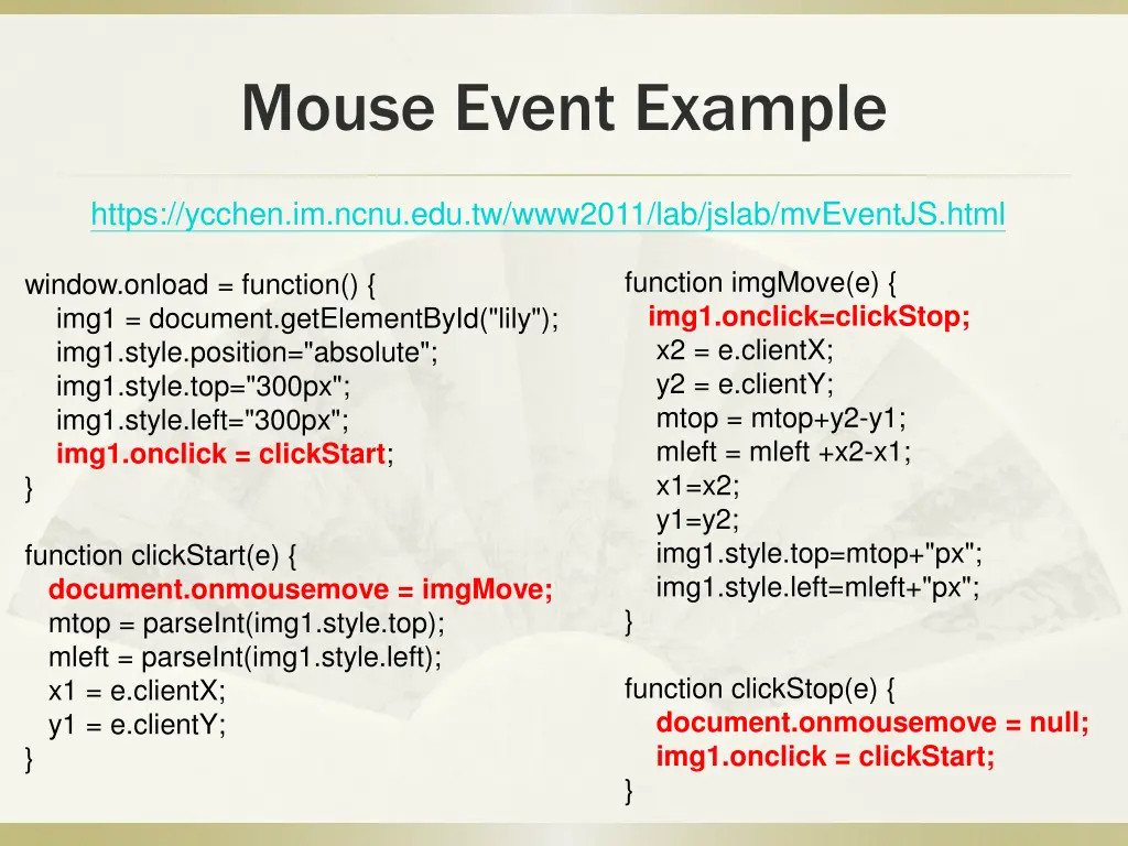 mouse event example