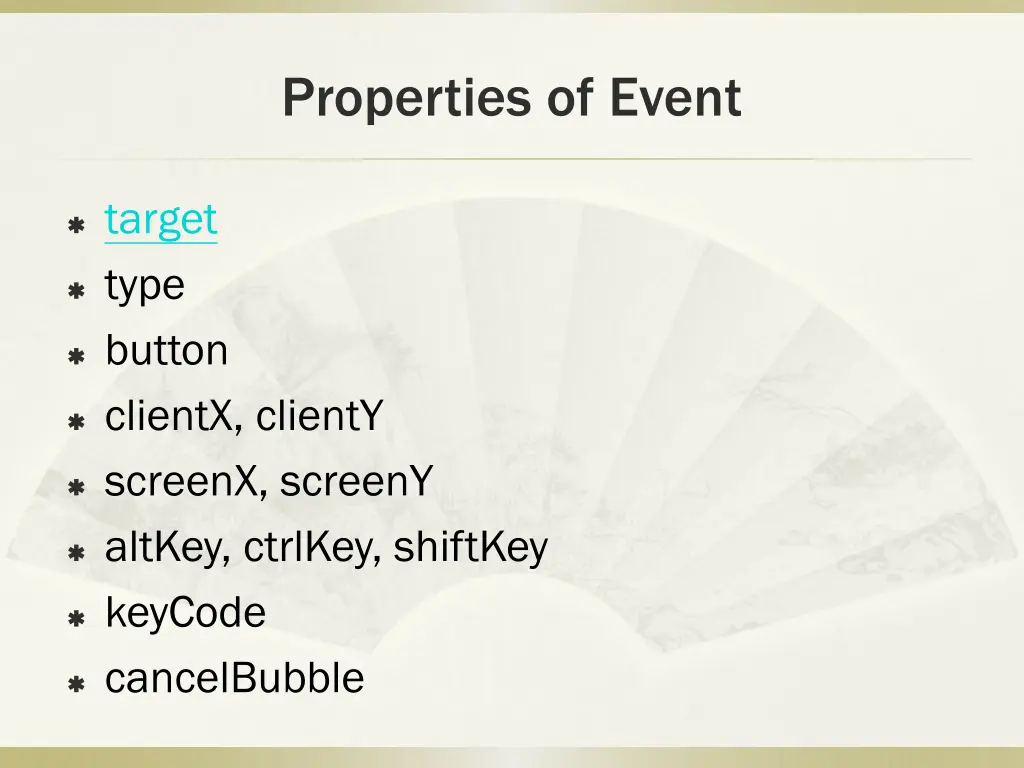 properties of event