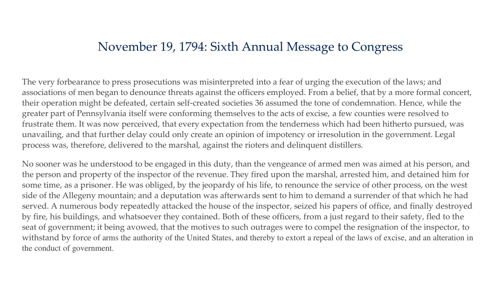 november 19 1794 sixth annual message to congress 1
