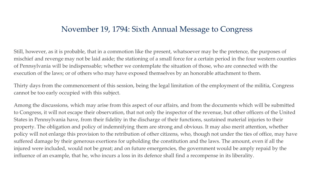 november 19 1794 sixth annual message to congress 6