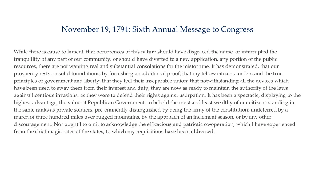 november 19 1794 sixth annual message to congress 7