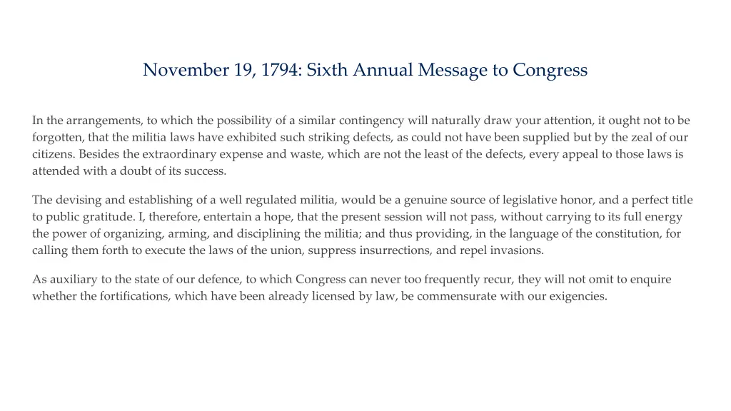 november 19 1794 sixth annual message to congress 9