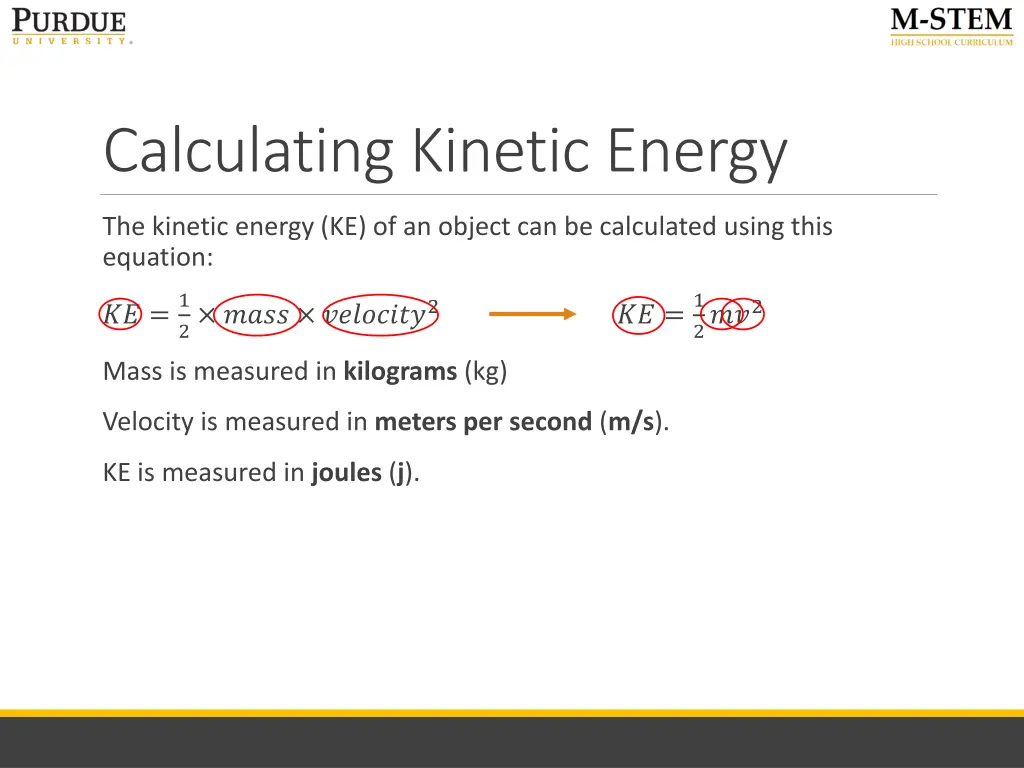 calculating kinetic energy
