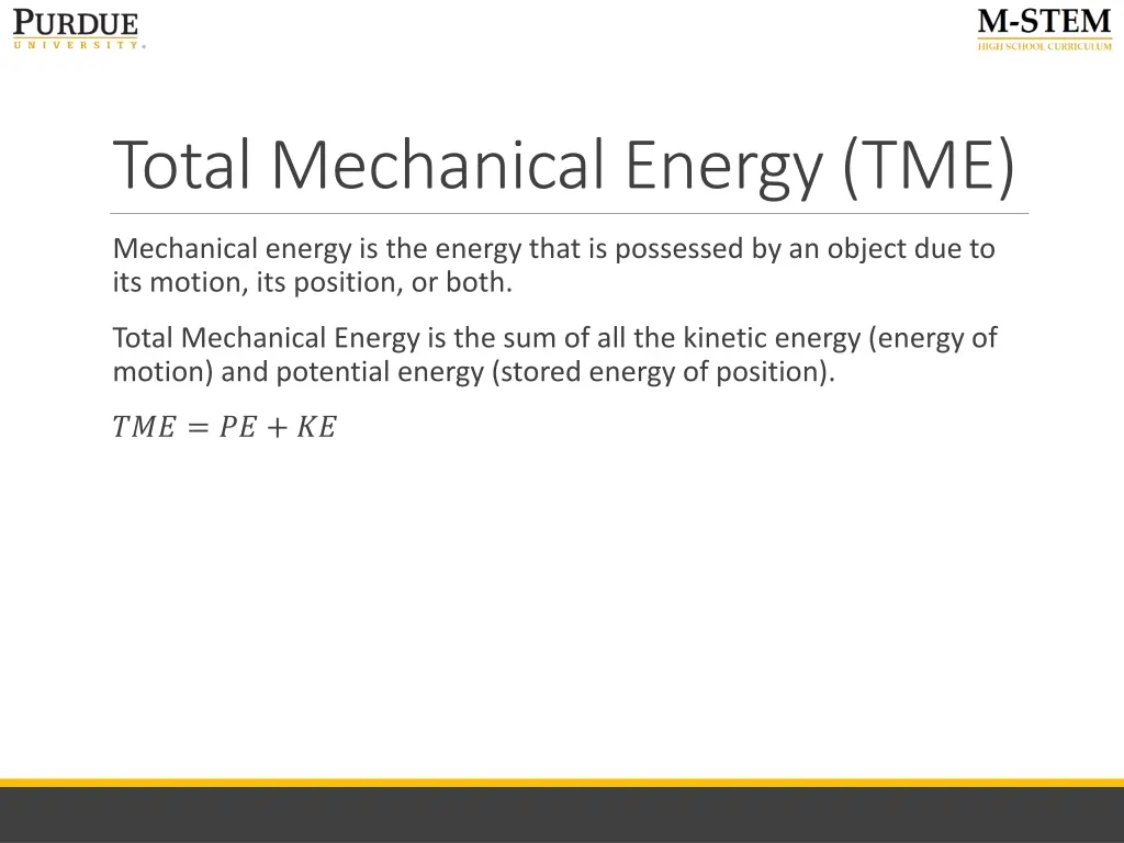 total mechanical energy tme