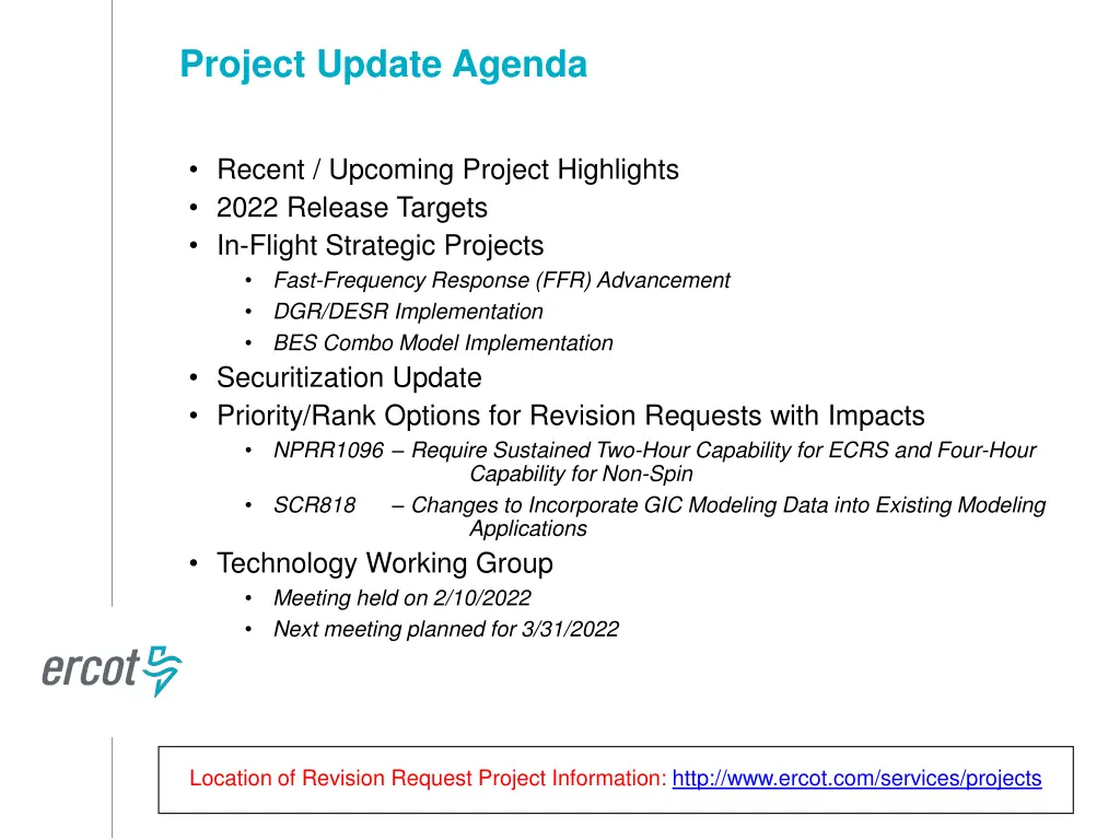 project update agenda