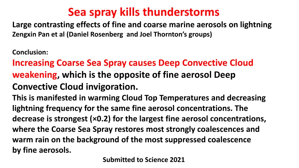 sea spray kills thunderstorms large contrasting