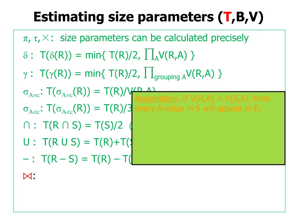 estimating size parameters t b v 27