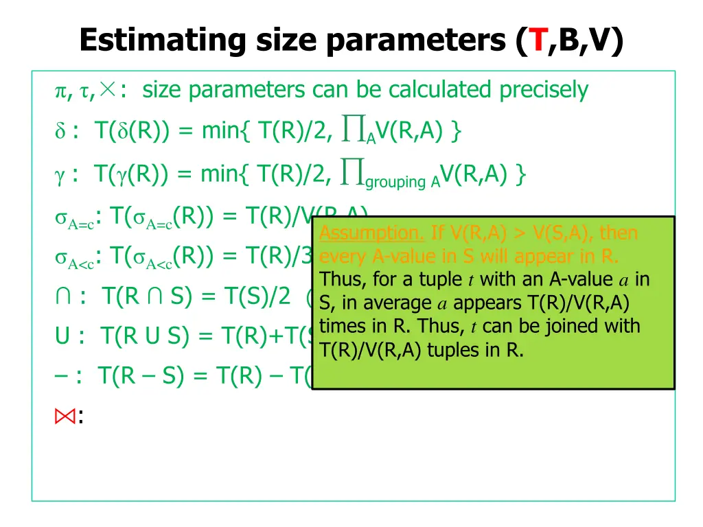 estimating size parameters t b v 28