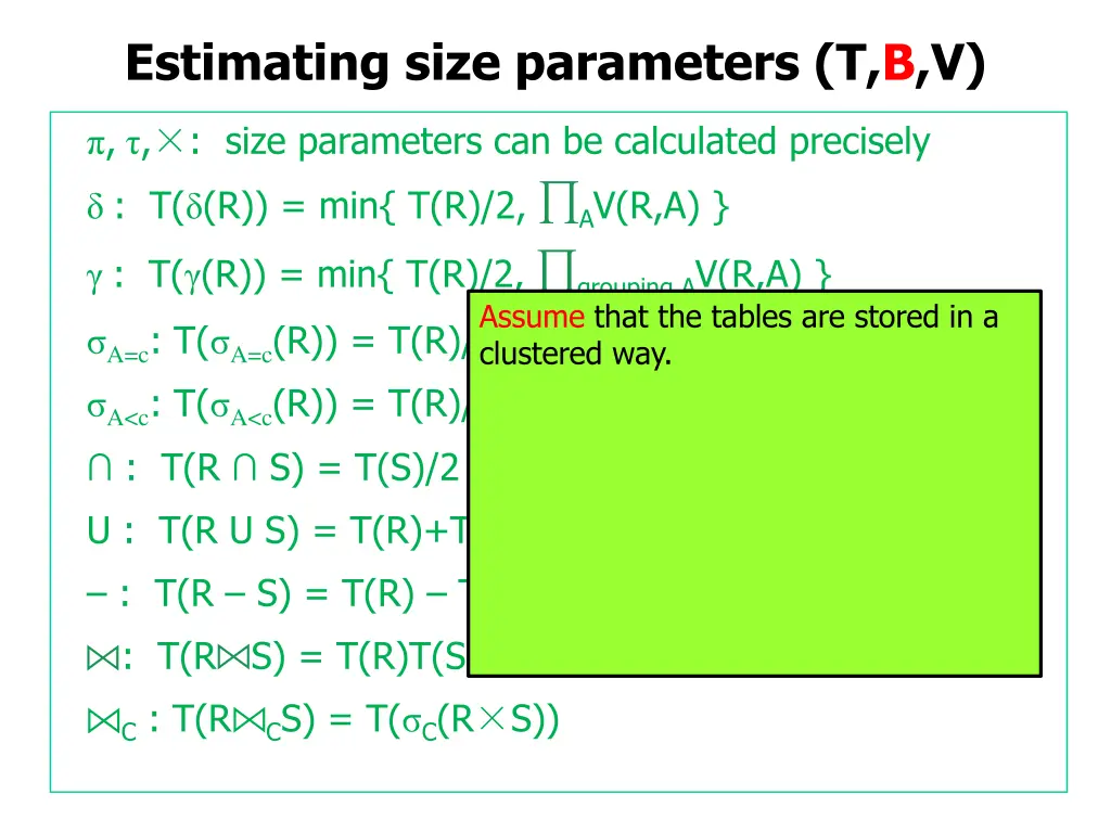 estimating size parameters t b v 35