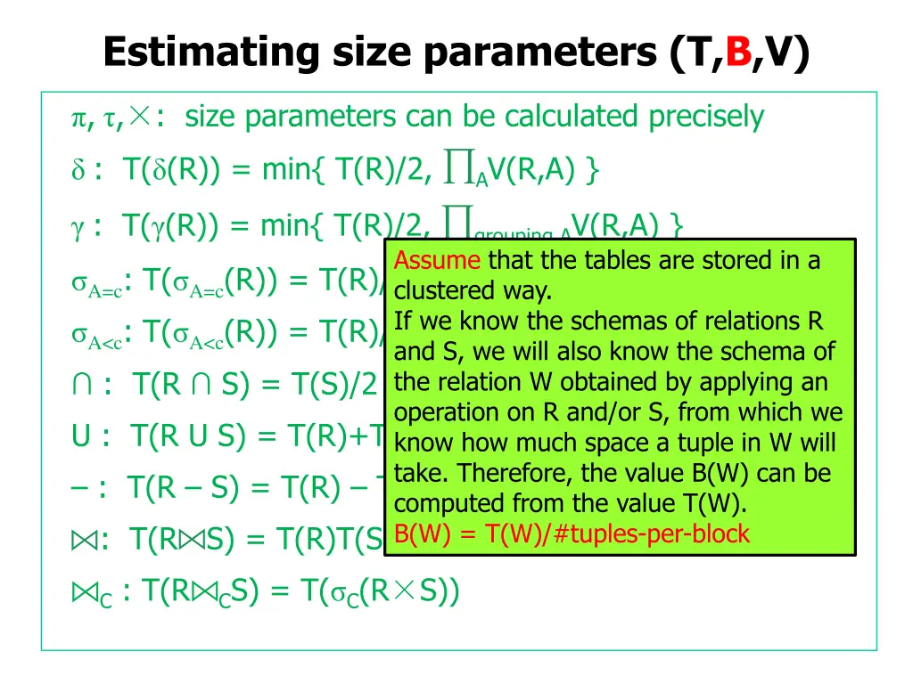estimating size parameters t b v 37