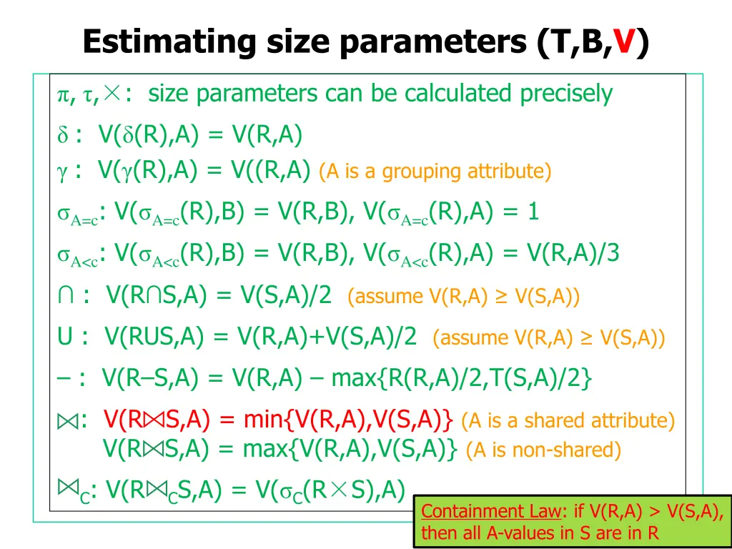 estimating size parameters t b v 42