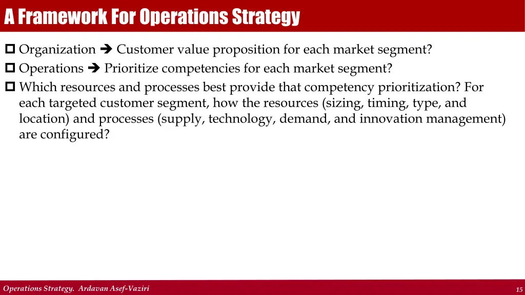a framework for operations strategy