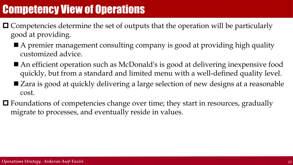 competency view of operations