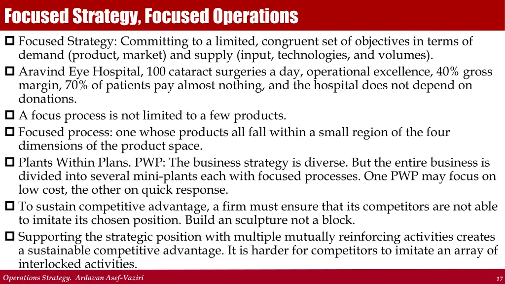 focused strategy focused operations
