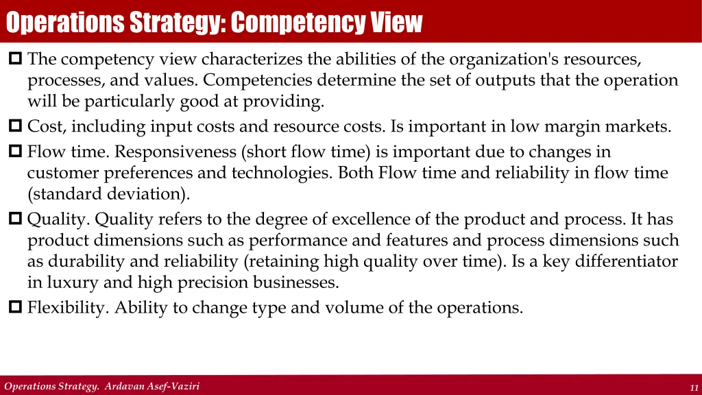 operations strategy competency view