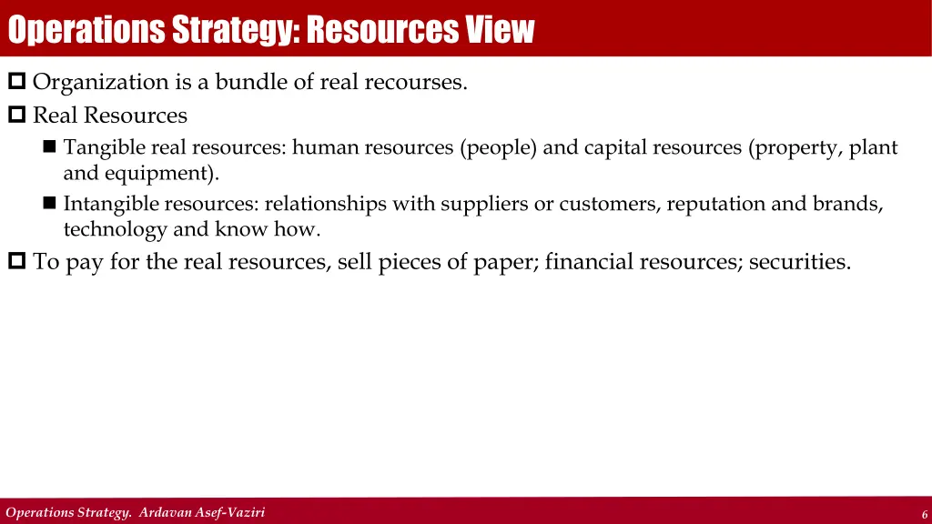 operations strategy resources view