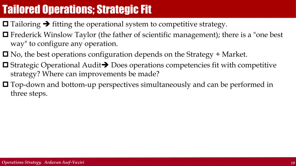 tailored operations strategic fit