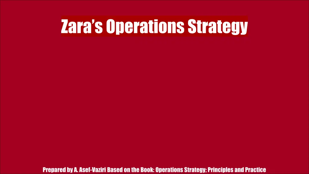 zara s operations strategy