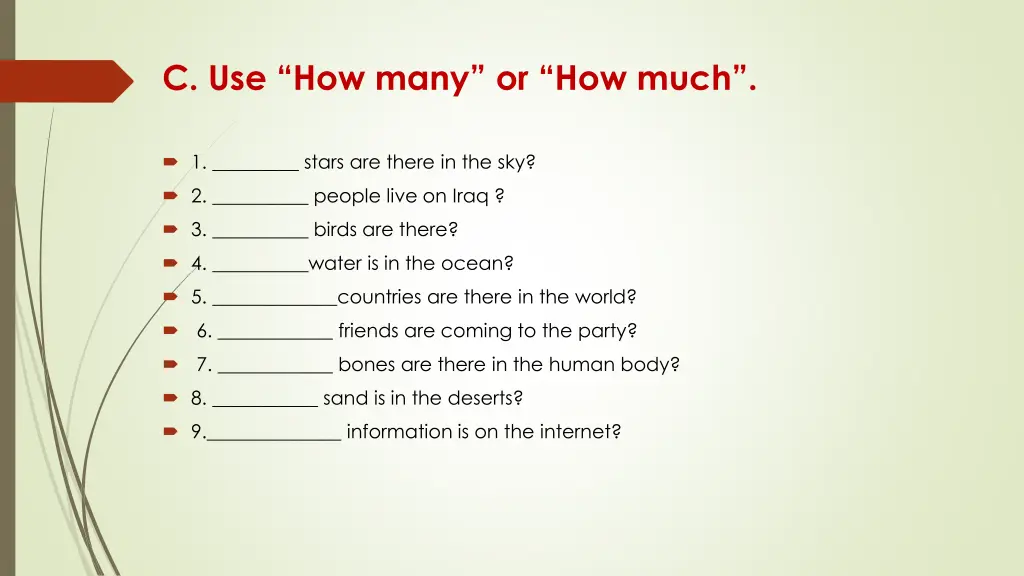c use how many or how much