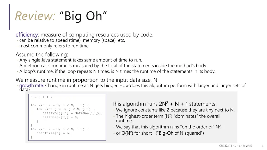 review big oh