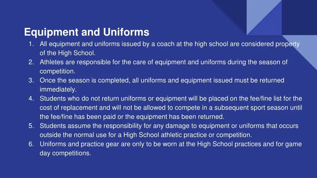 equipment and uniforms 1 all equipment