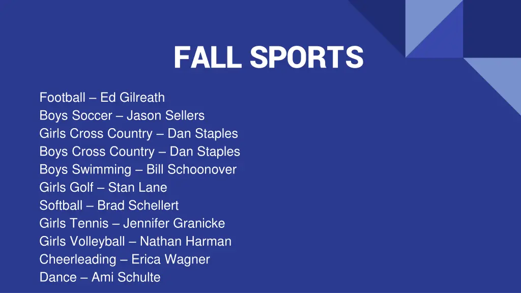 fall sports