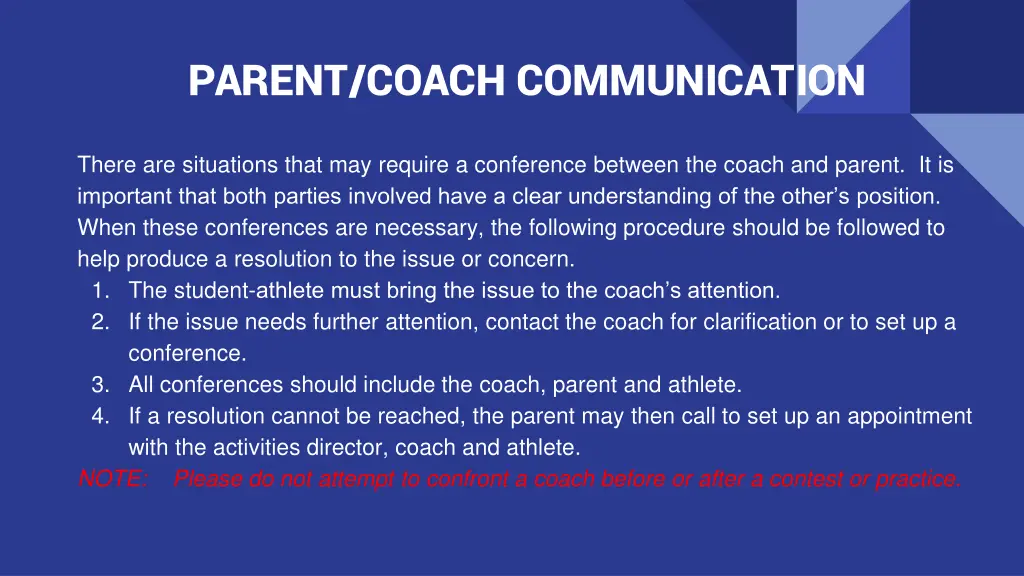 parent coach communication