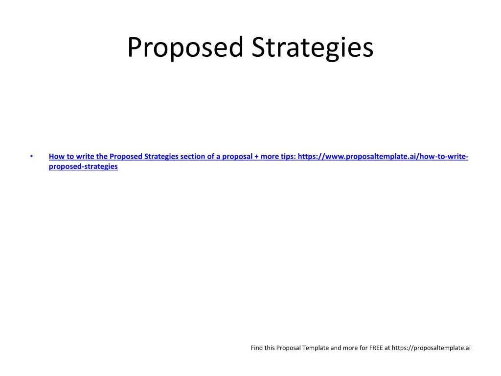 proposed strategies
