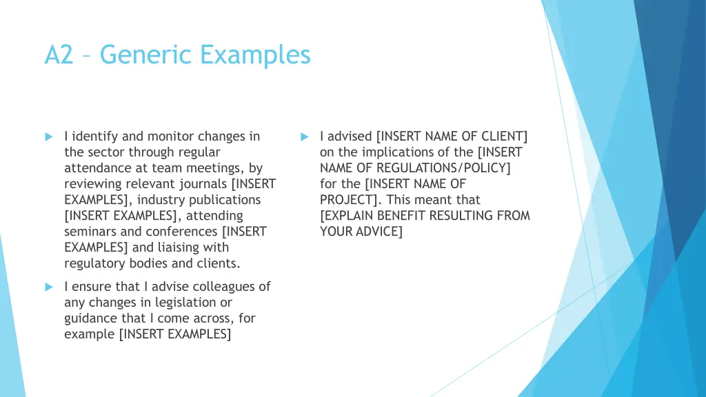 a2 generic examples