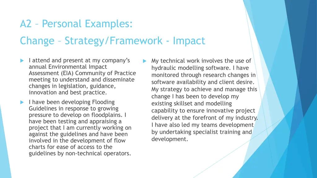 a2 personal examples sdsa change strategy