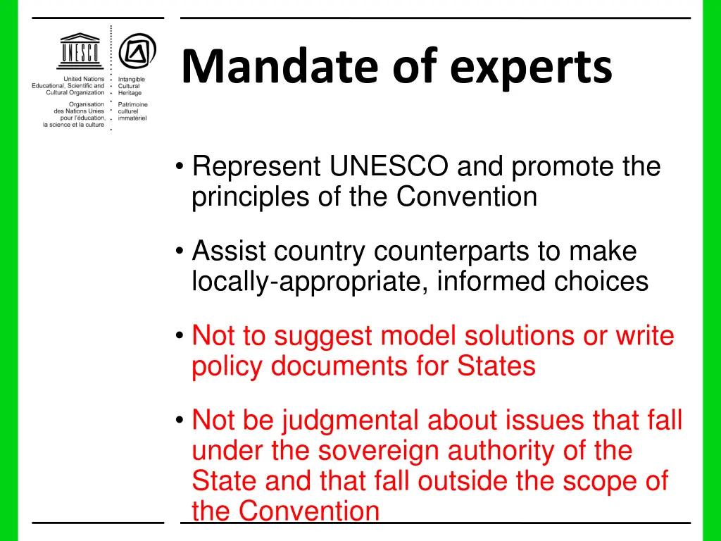 mandate of experts