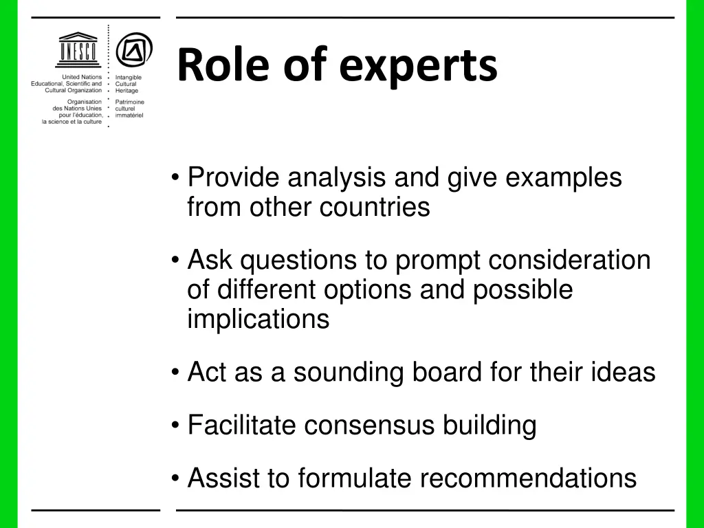 role of experts