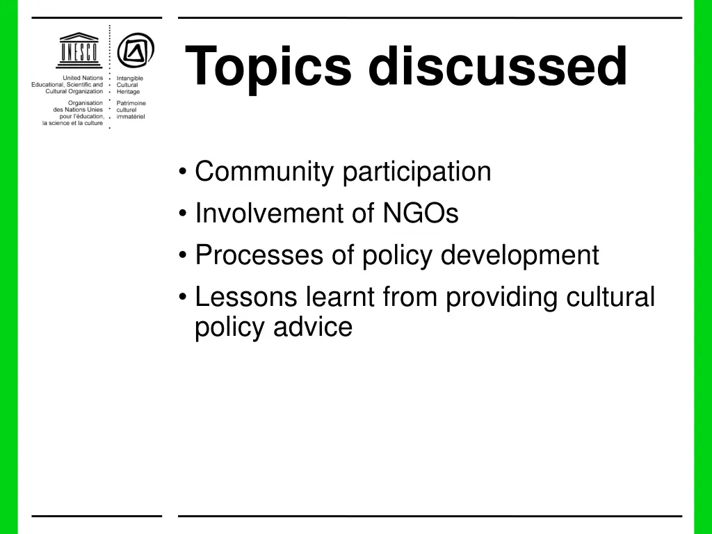 topics discussed 1