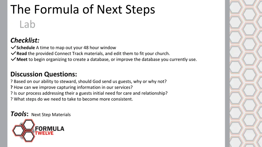 the formula of next steps lab