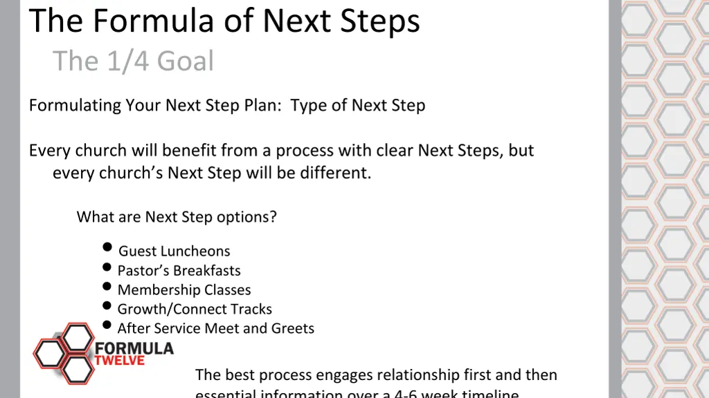 the formula of next steps the 1 4 goal 1