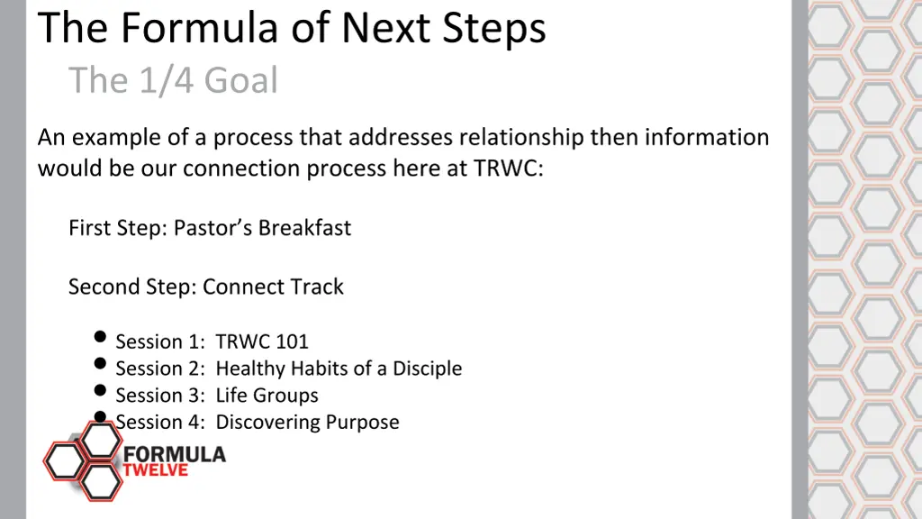 the formula of next steps the 1 4 goal 2