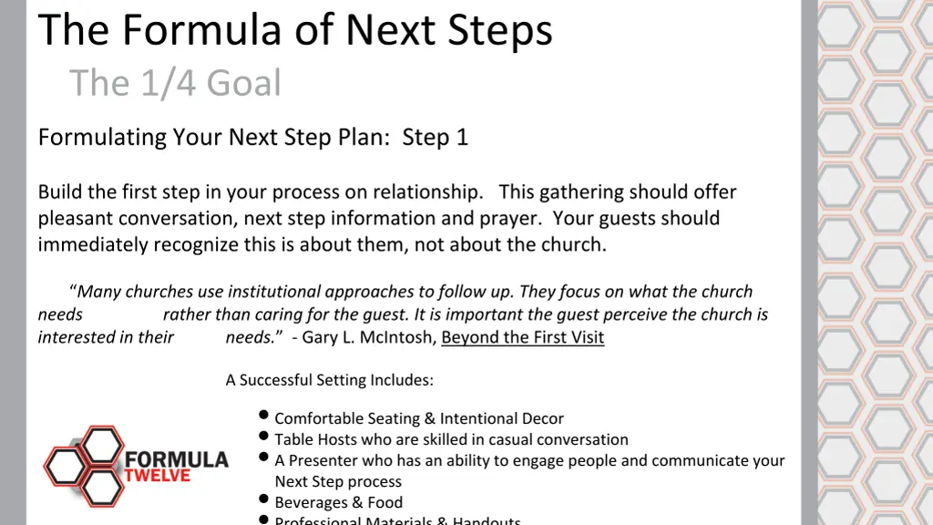 the formula of next steps the 1 4 goal 4