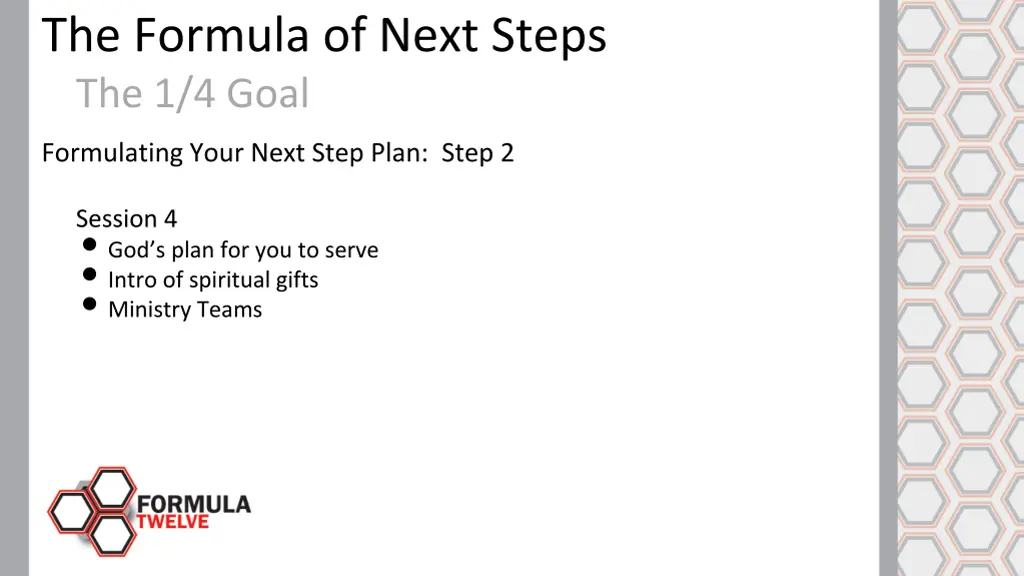 the formula of next steps the 1 4 goal 9