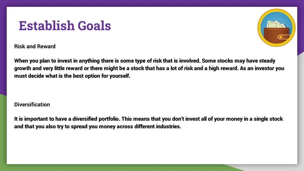 establish goals