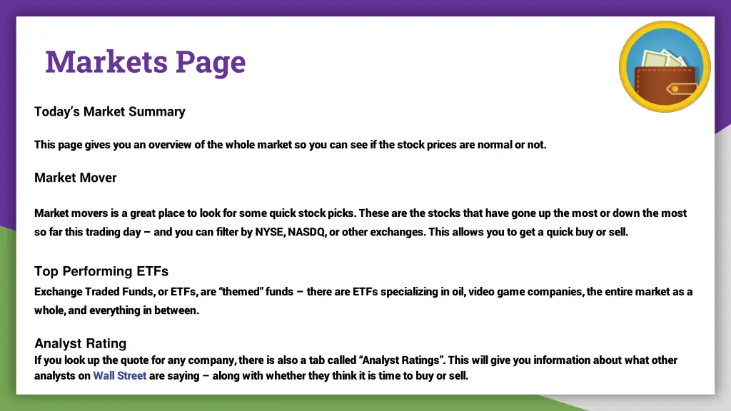 markets page