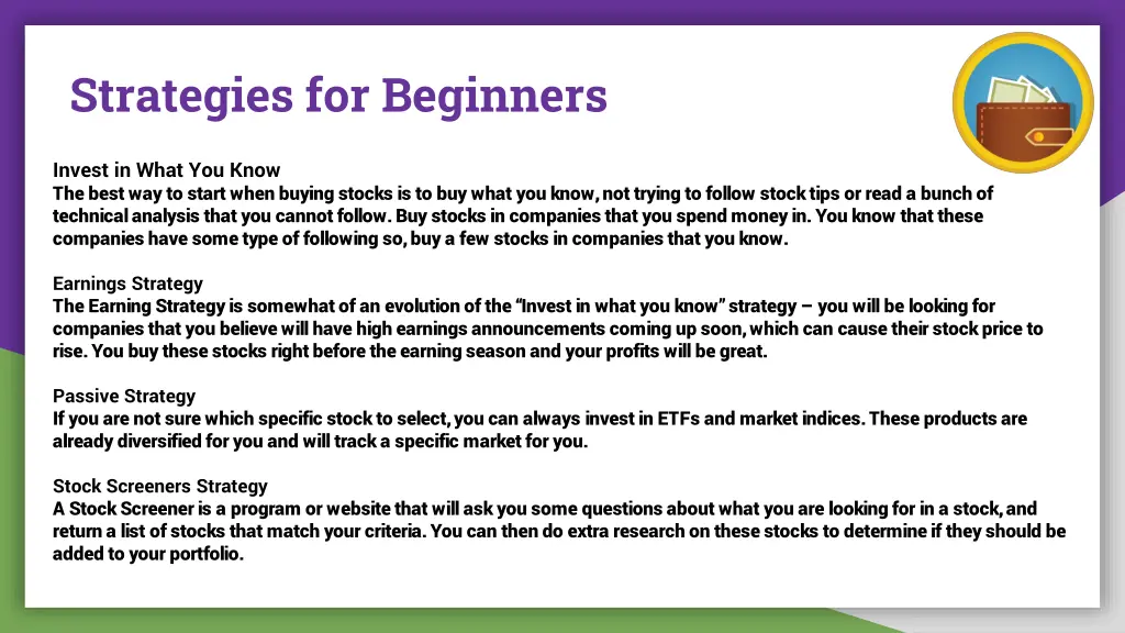 strategies for beginners