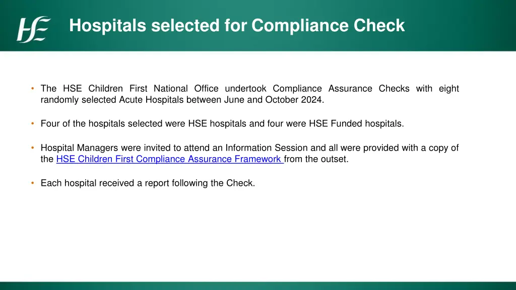 hospitals selected for compliance check